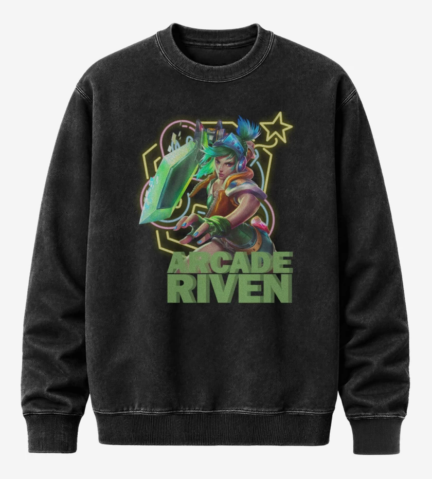 Poleron Polo Acid Wash Negro de Arcade Riven