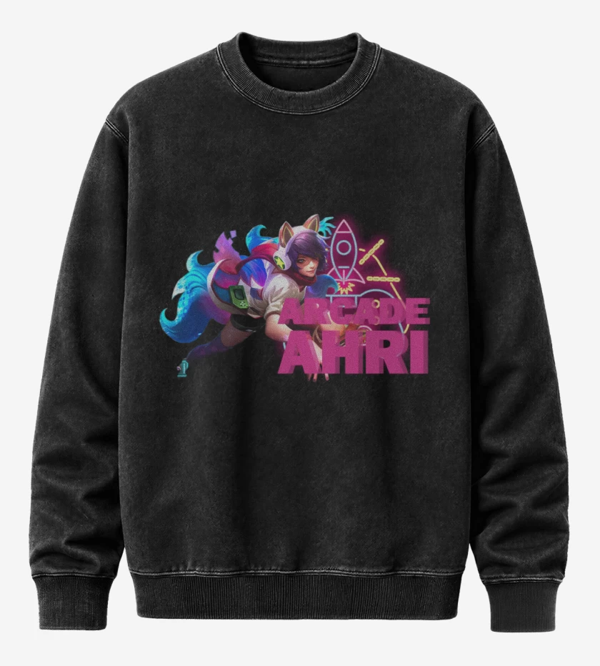 Poleron Polo Acid Wash Negro de Arcade Ahri