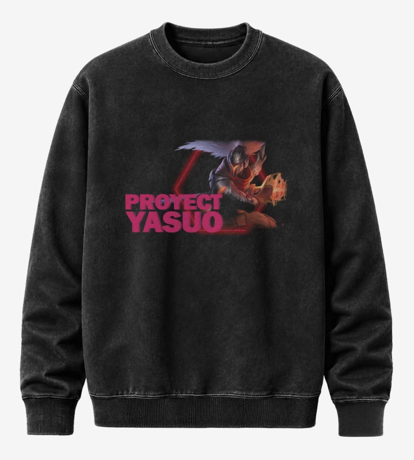Poleron Polo Acid Wash Negro de Proyect Yasuo 2