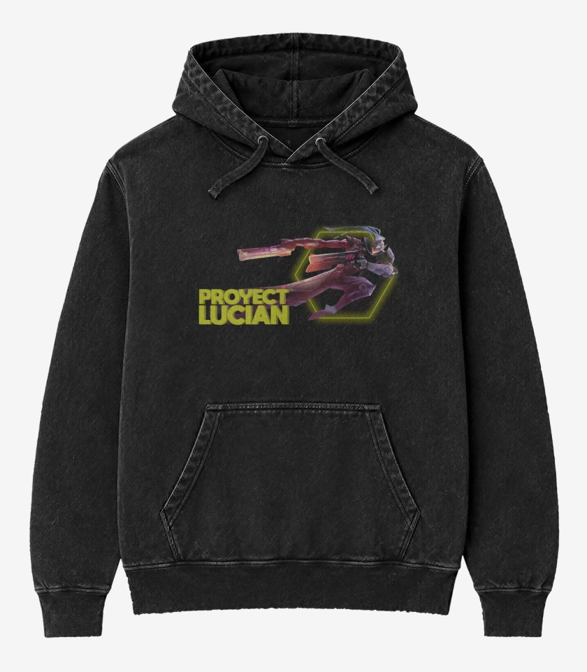 Poleron Canguro Acid Wash Negro de Proyect Lucian