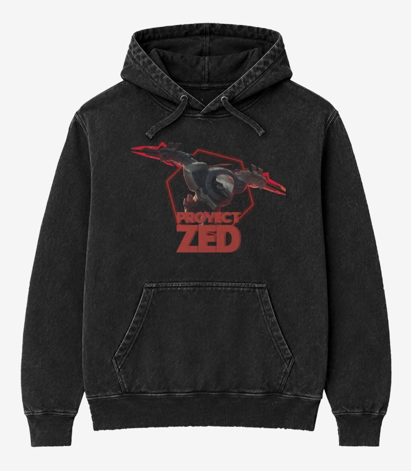 Poleron Canguro Acid Wash Negro de Proyect Zed