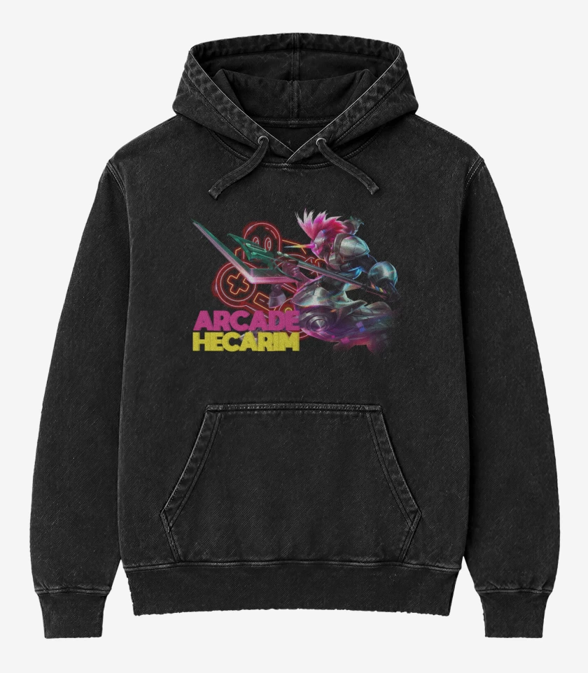 Poleron Canguro Acid Wash Negro de Arcade Hecarim