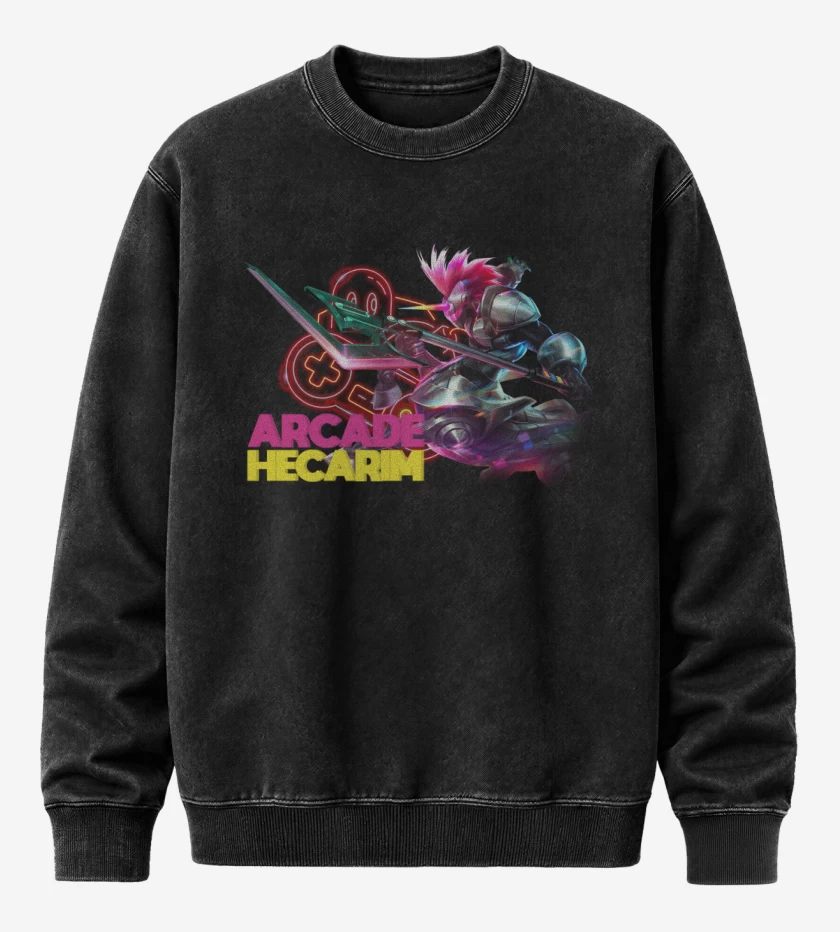 Poleron Polo Acid Wash Negro de Arcade Hecarim