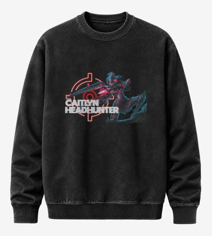 Poleron Polo Acid Wash Negro de Caitlyn Headhunter