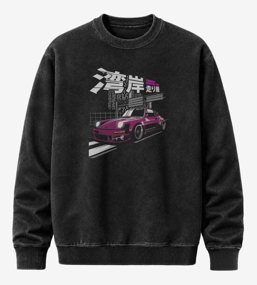 Poleron Polo Acid Wash Negro de Yoshida Porsche 930