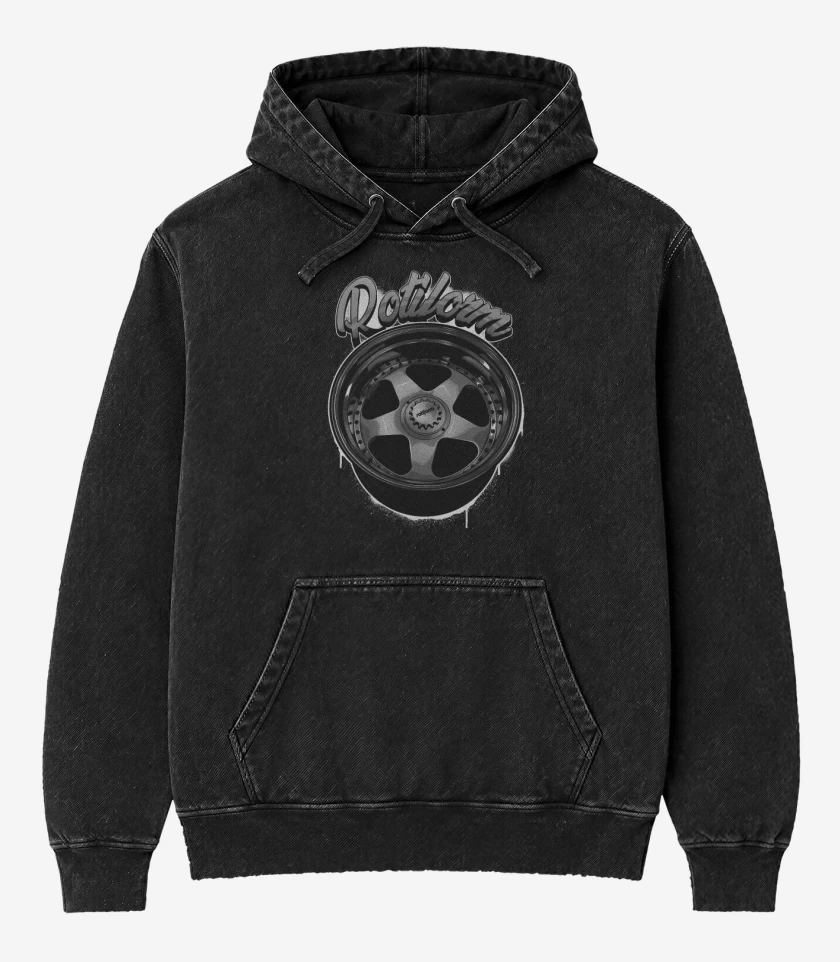 Poleron Canguro Acid Wash Negro de Rotiform