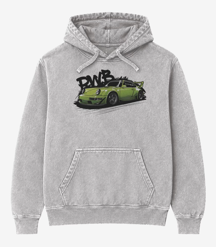 Poleron Canguro Acid Wash Gris Melange de Porsche RWB