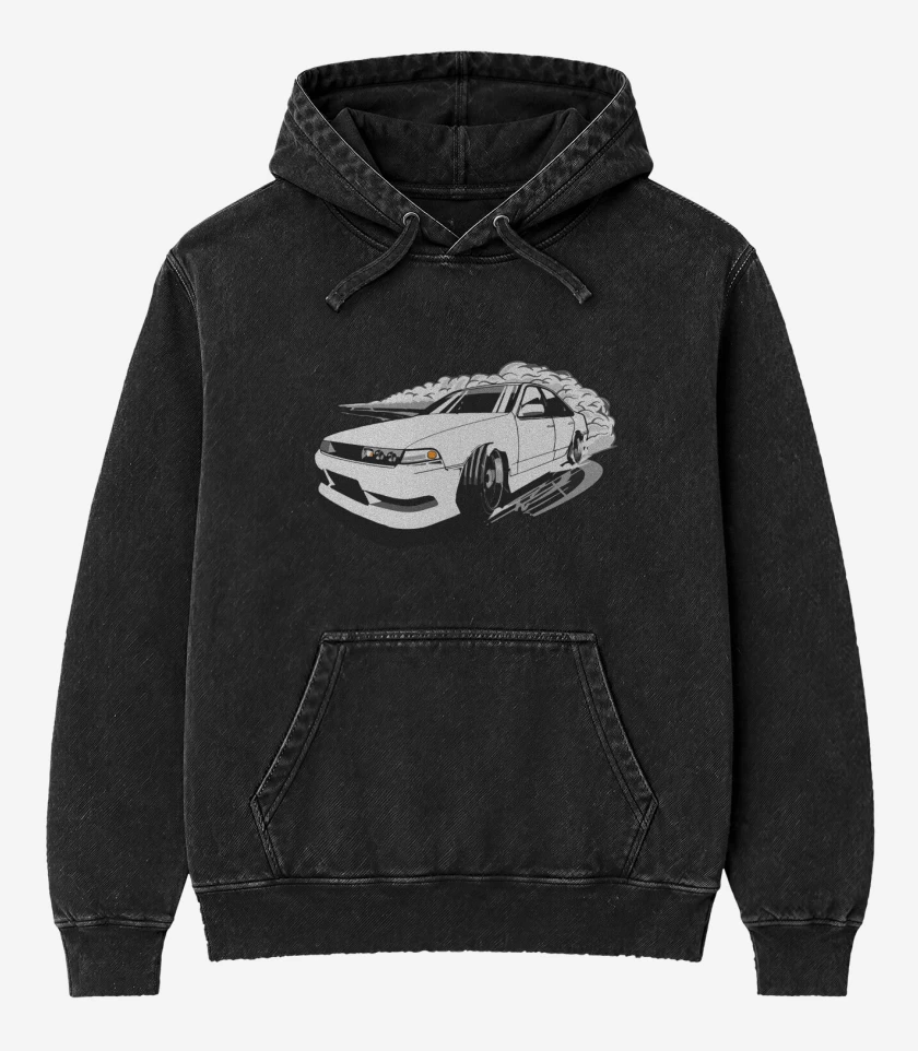 Poleron Canguro Acid Wash Negro de Nissan Cefiro A31