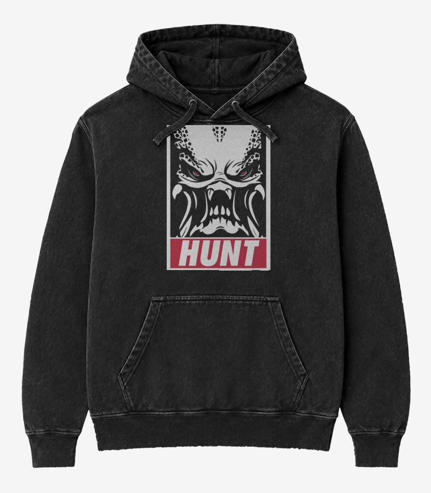 Poleron Canguro Acid Wash Negro de Hunt