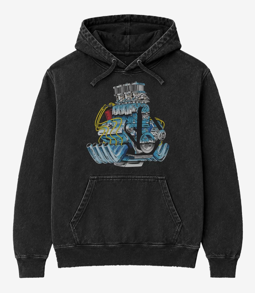 Poleron Canguro Acid Wash Negro de V8