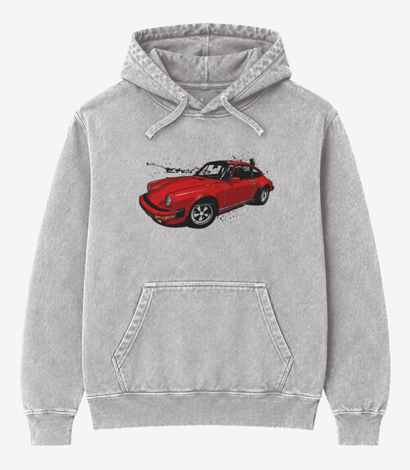 Poleron Canguro Acid Wash Gris Melange de Porsche 911 2