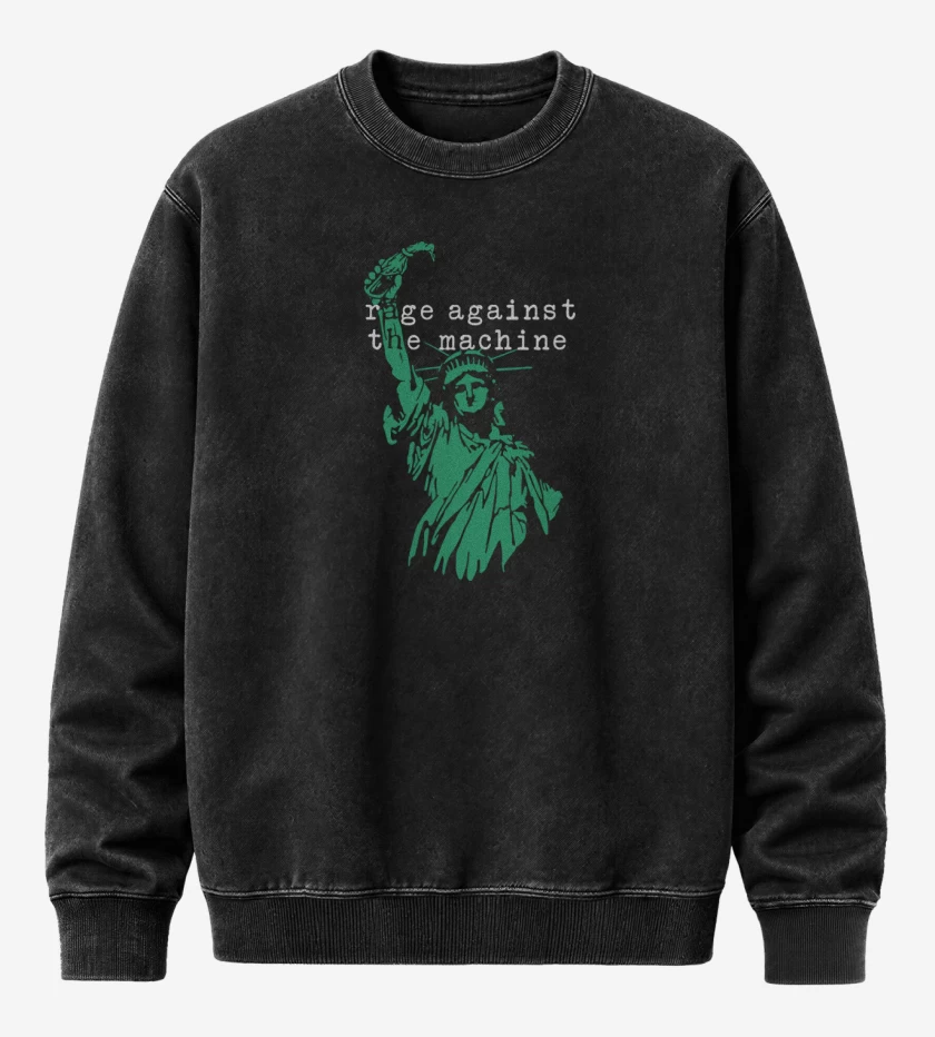 Poleron Polo Acid Wash Negro de Rage against the machine