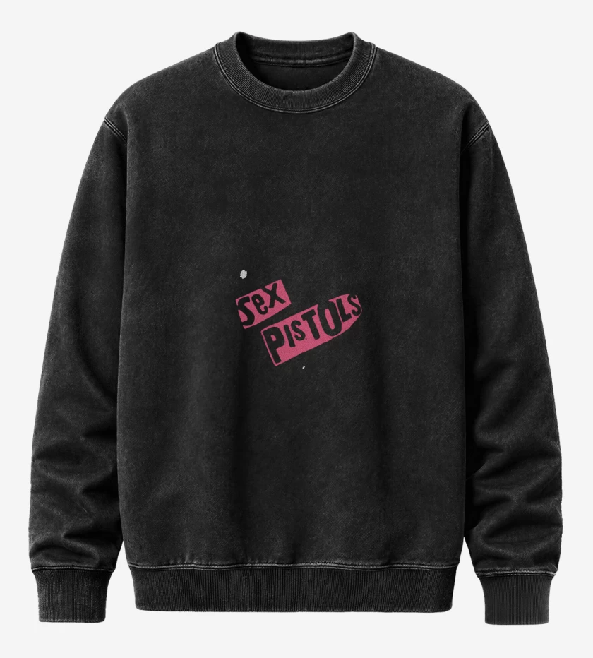 Poleron Polo Acid Wash Negro de Sex pistols
