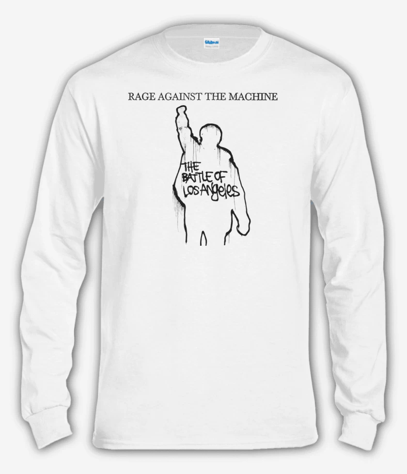 Polera manga larga Blanco de Rage against the machine Battle of Los Angele