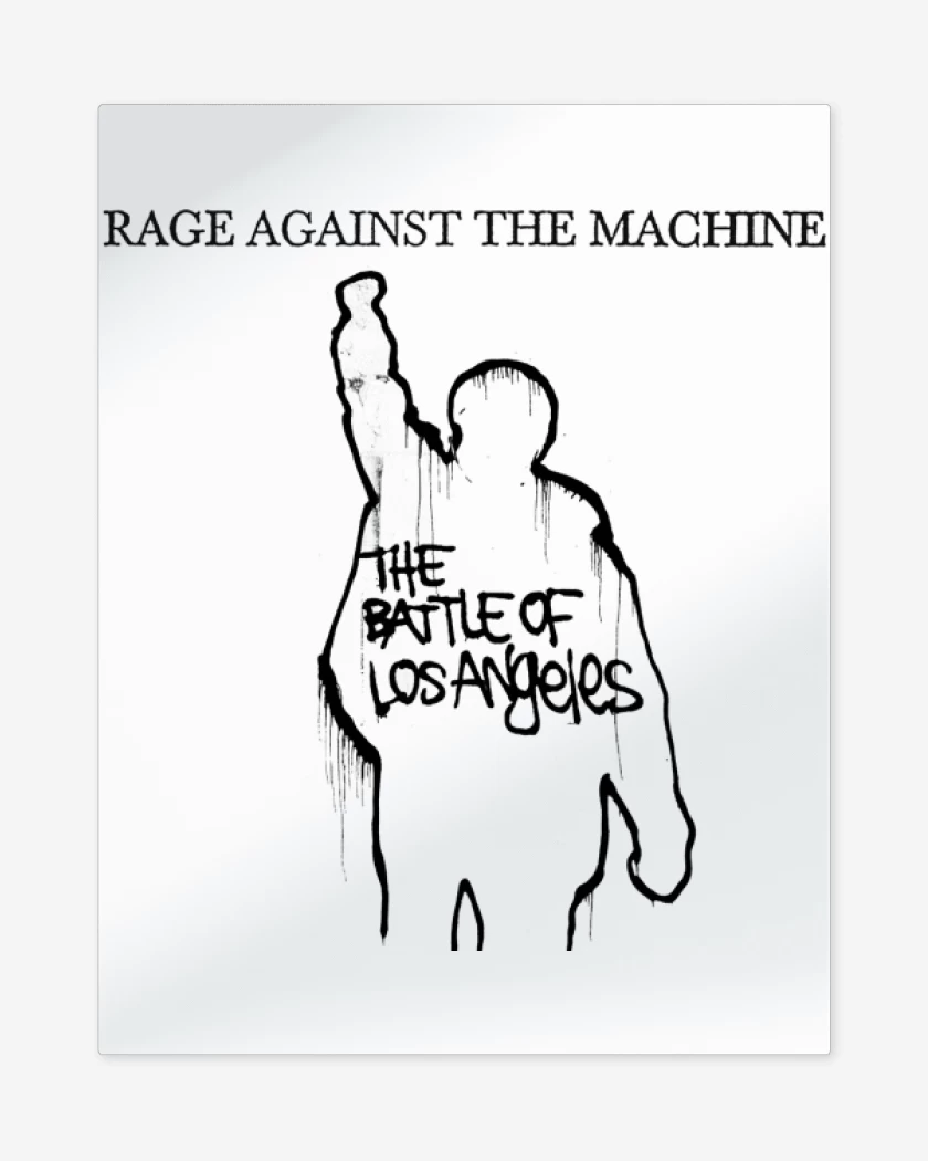 Print metalico Blanco de Rage against the machine Battle of Los Angele