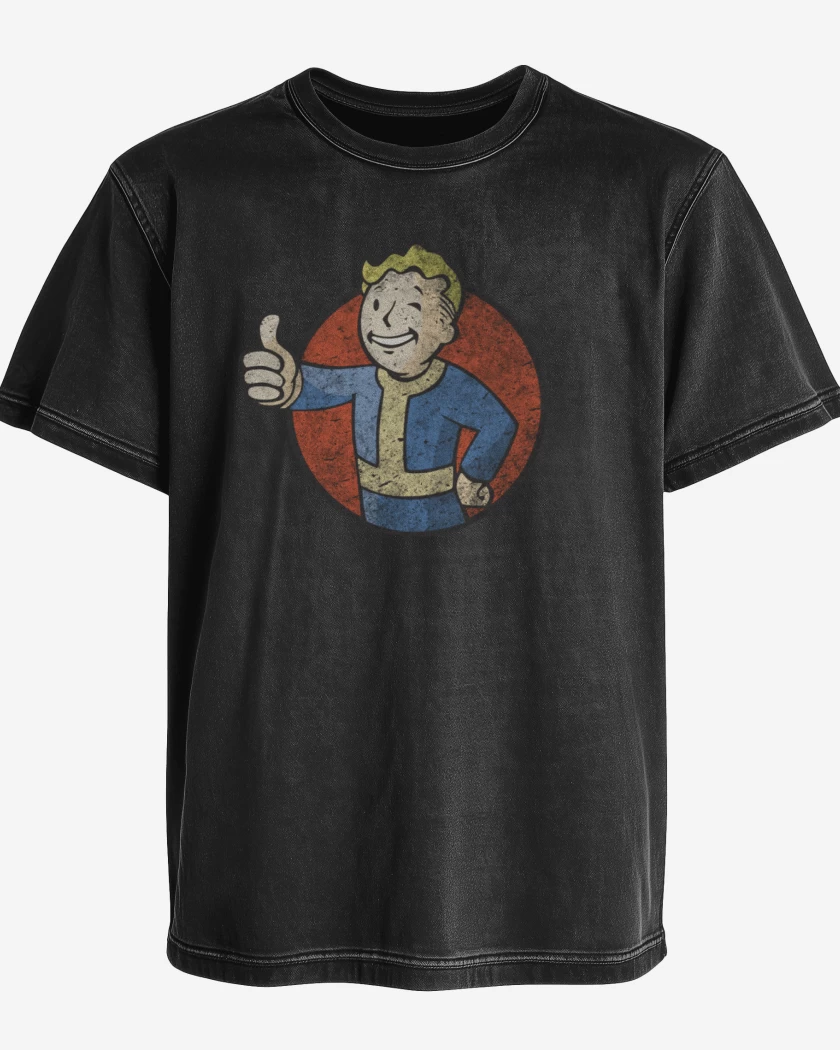 Polera desgastada Negro de Fallout Fullcolor
