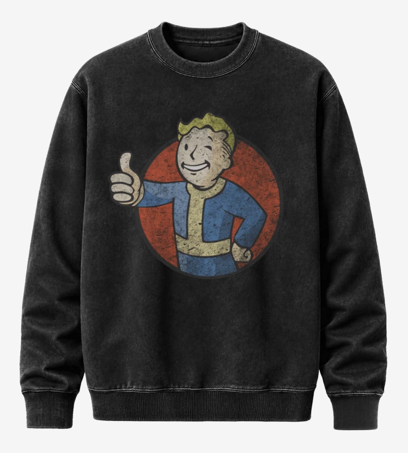 Poleron Polo Acid Wash Negro de Fallout Fullcolor
