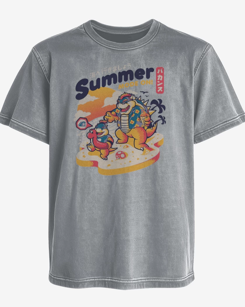 Polera desgastada Gris Melange de Bowser Veraniego