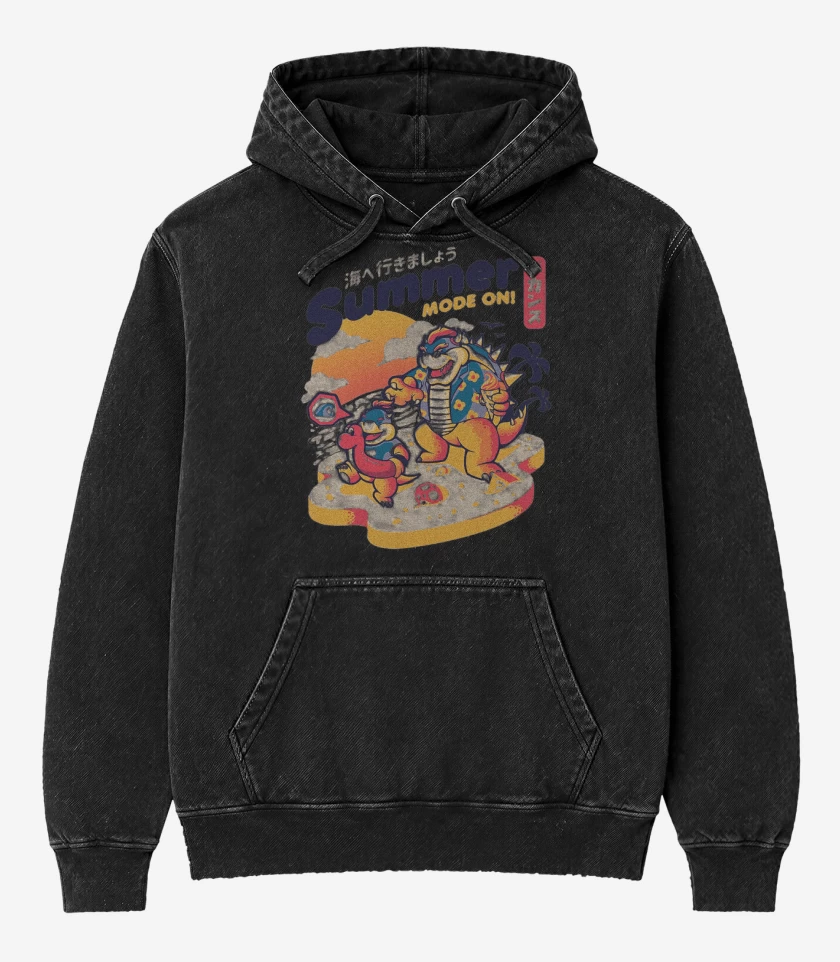 Poleron Canguro Acid Wash Negro de Bowser Veraniego
