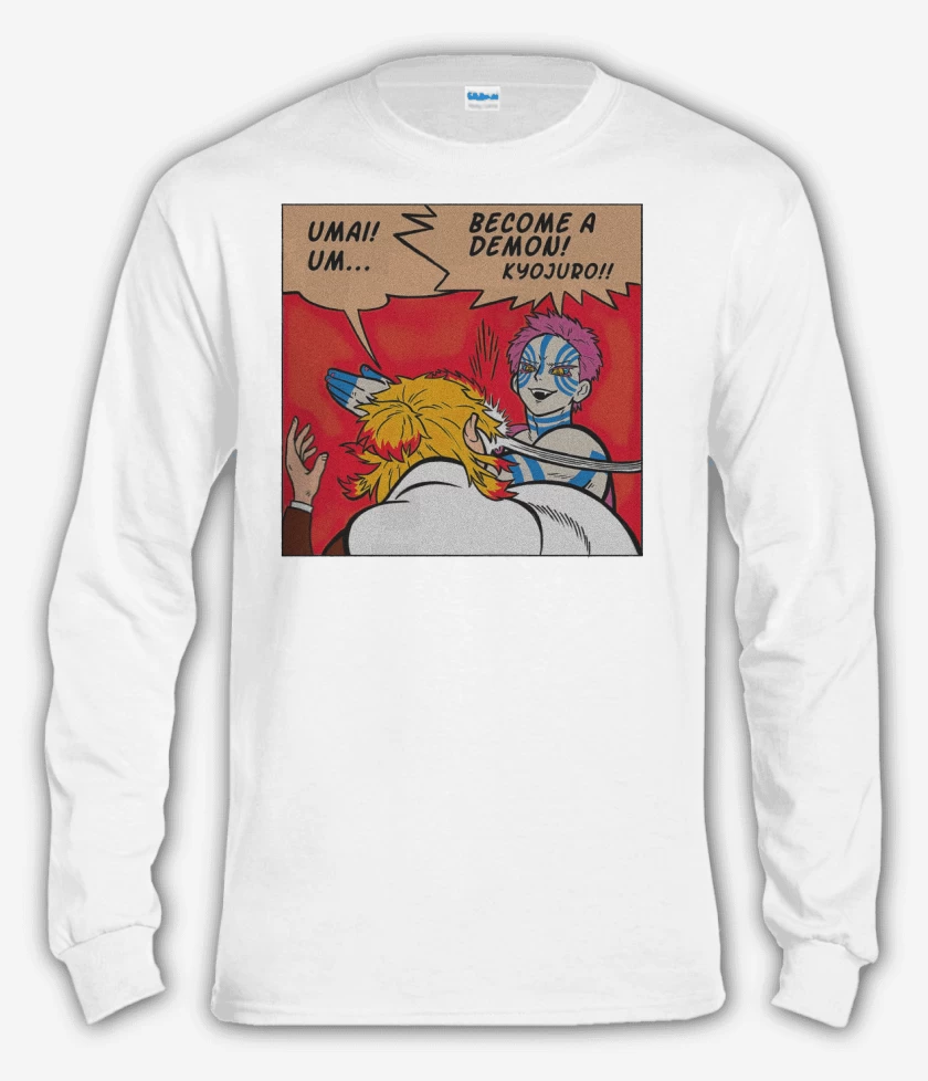Polera manga larga Blanco de Se un demonio Rengoku!