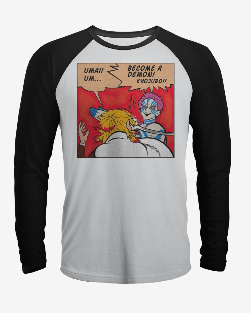 Polera Raglan Blanco / Negro de Se un demonio Rengoku!