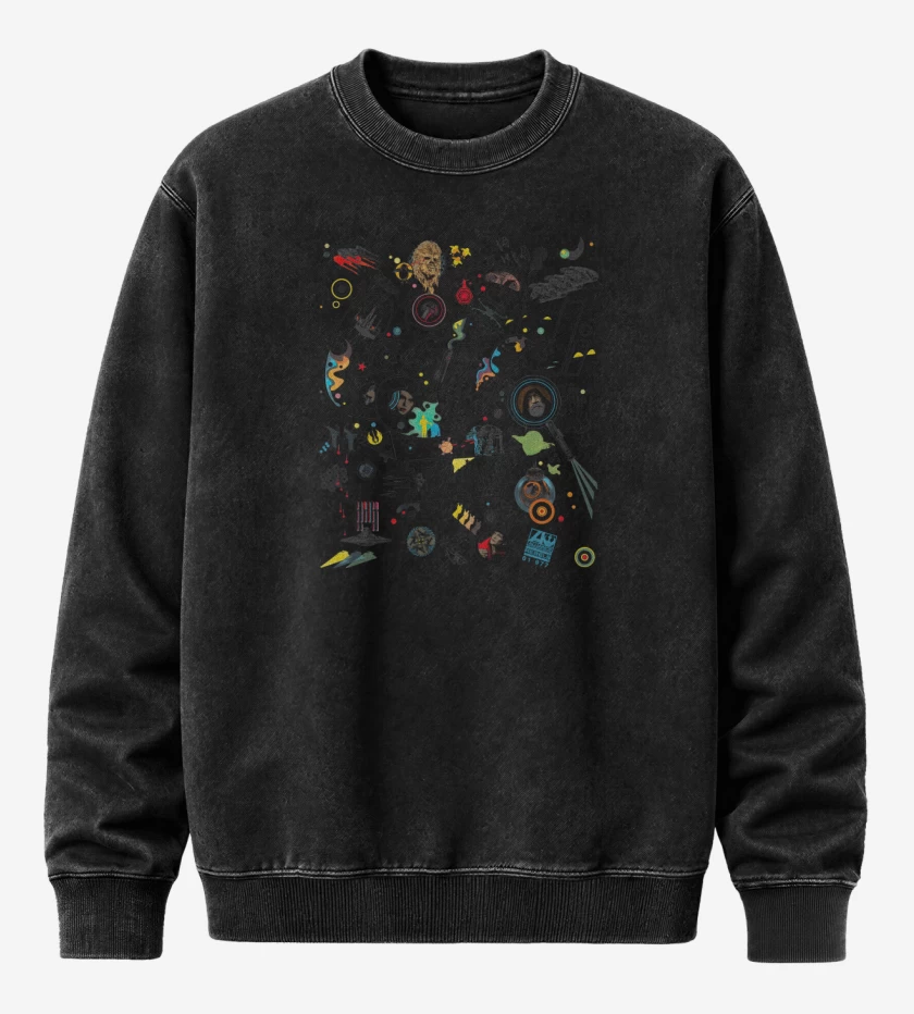Poleron Polo Acid Wash Negro de Led Jedi VIII