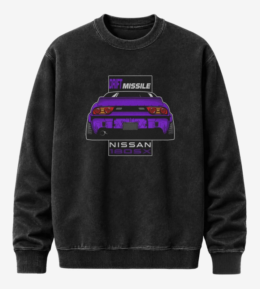 Poleron Polo Acid Wash Negro de Nissan 180SX