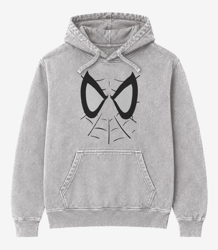 Poleron Canguro Acid Wash Gris Melange de Spidey Face