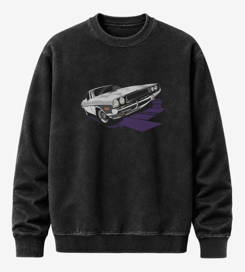 Poleron Polo Acid Wash Negro de Dodge Challenger 3