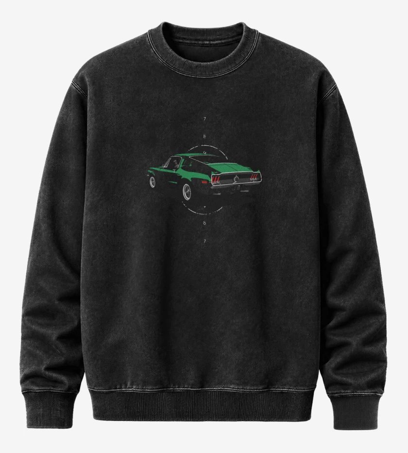 Poleron Polo Acid Wash Negro de Bullitt Mustang