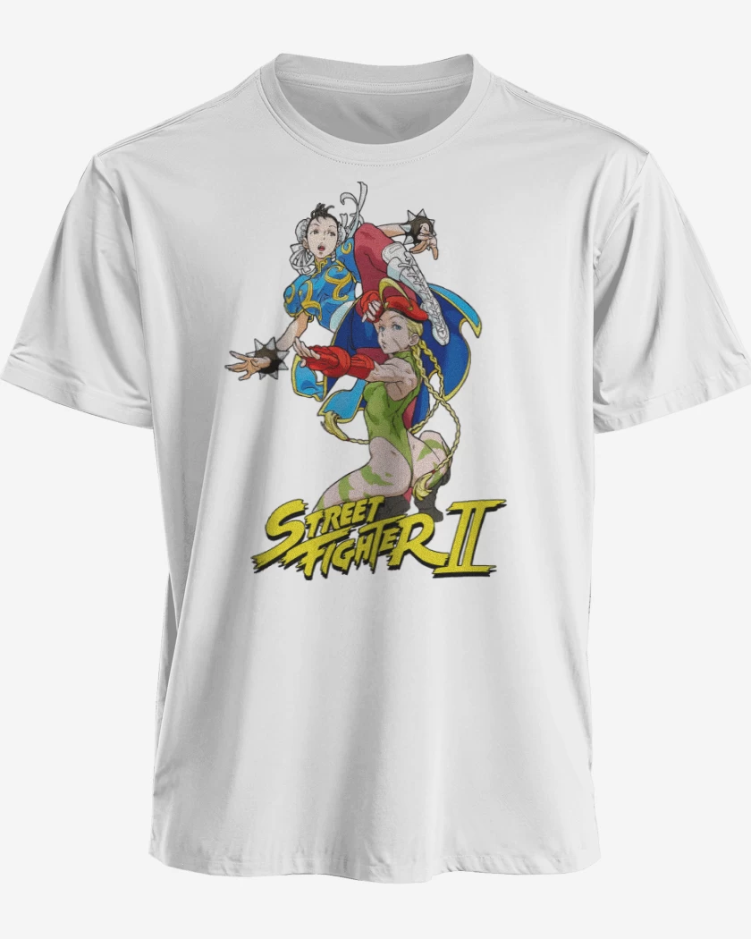 Polera premium Blanco de Chun-Li & Cammy
