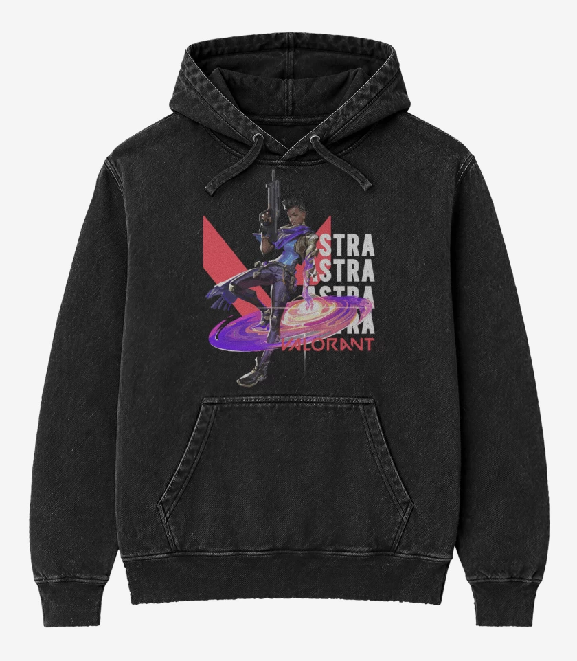 Poleron Canguro Acid Wash Negro de Astra Valorant