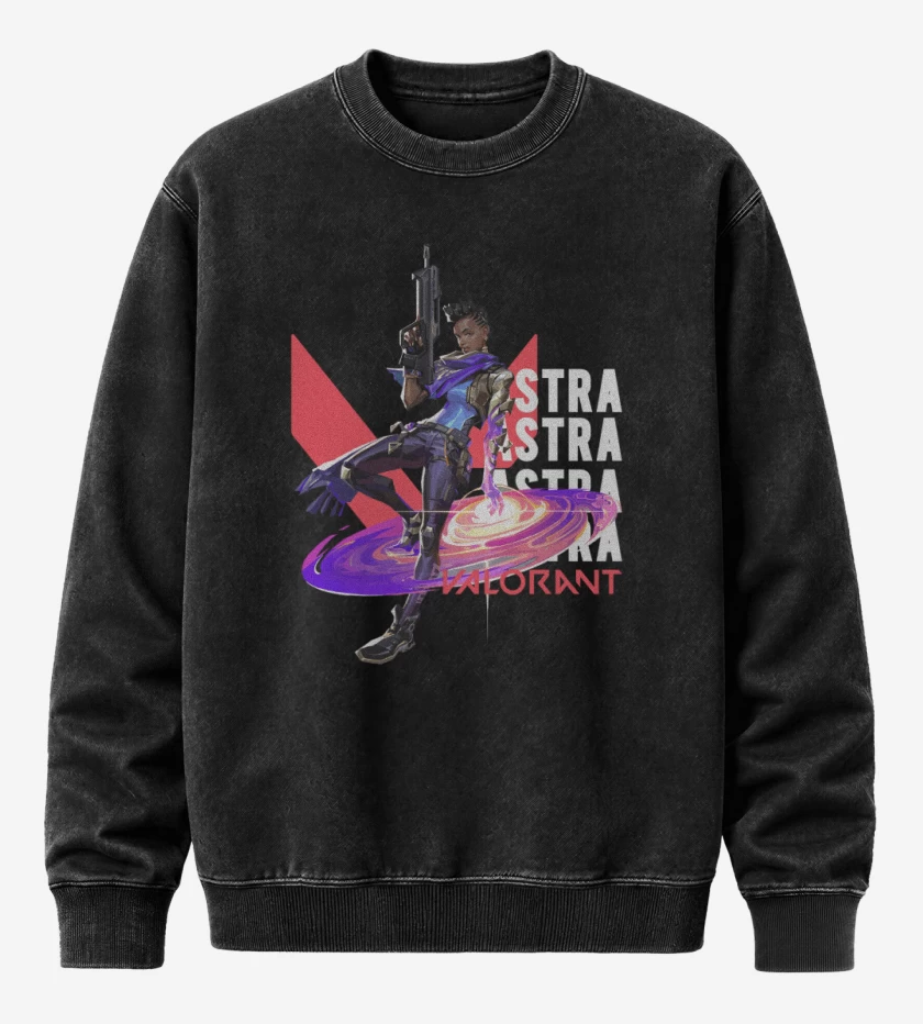 Poleron Polo Acid Wash Negro de Astra Valorant