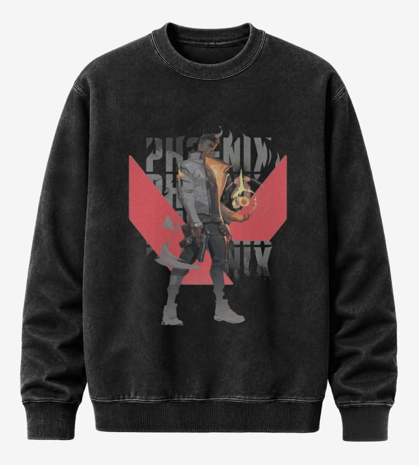 Poleron Polo Acid Wash Negro de Phoenix Valorant