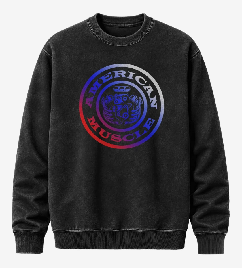 Poleron Polo Acid Wash Negro de American Muscle