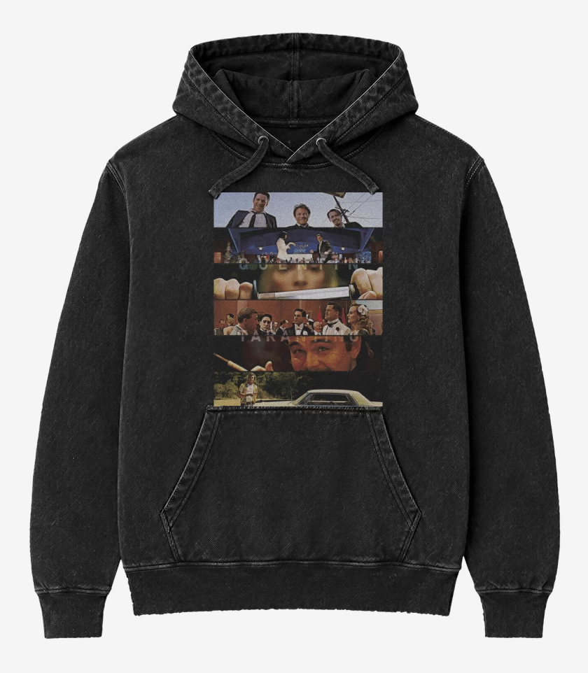 Poleron Canguro Acid Wash Negro de Directores Quentin Tarantino