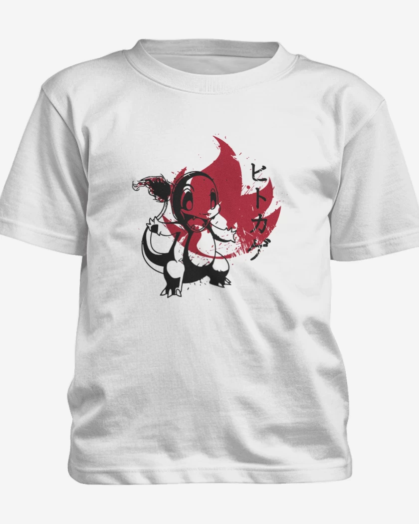 Polera de niño Blanco de Charmander Fuego