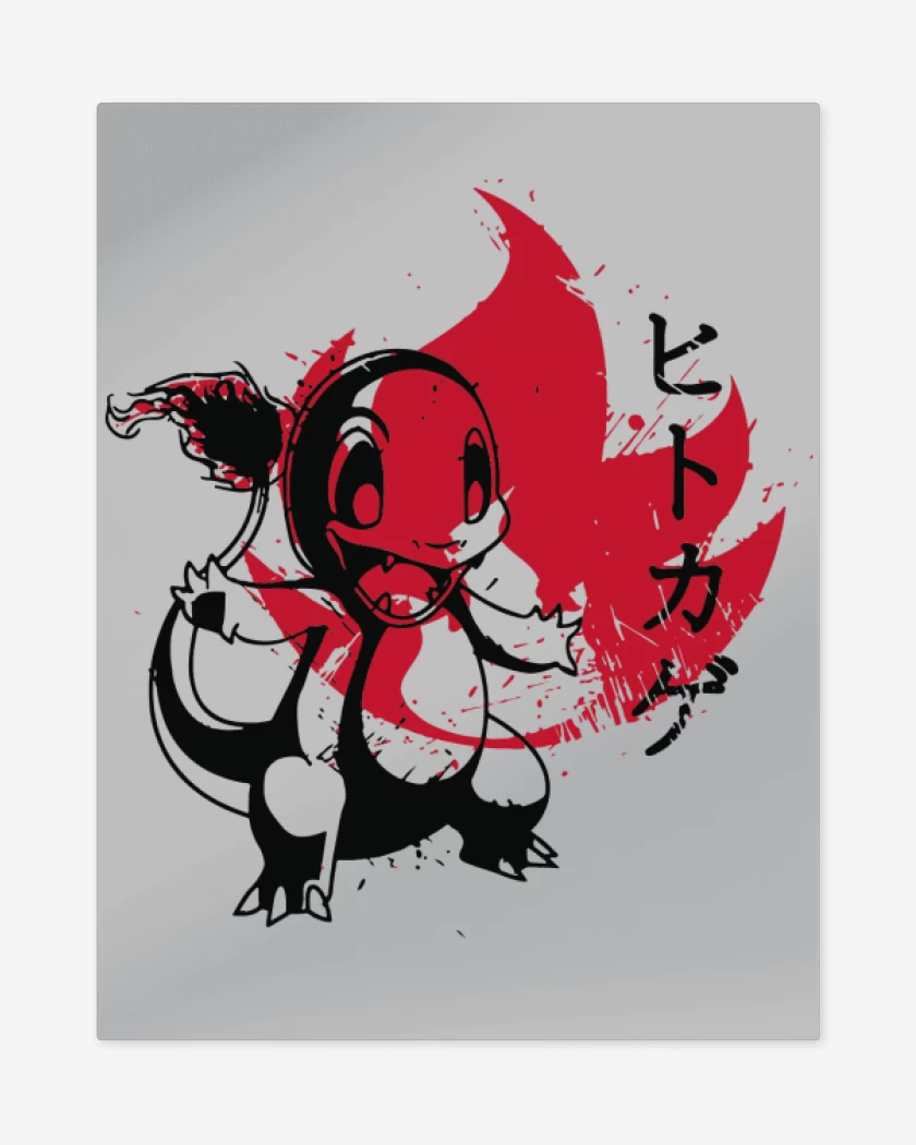 Print metalico Gris Melange de Charmander Fuego