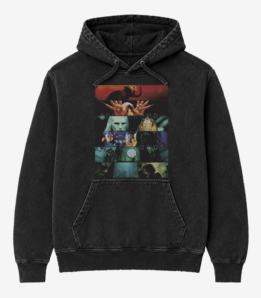 Poleron Canguro Acid Wash Negro de Directores Guillermo Del Toro