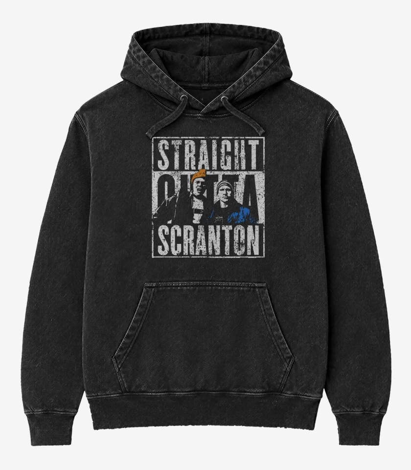 Poleron Canguro Acid Wash Negro de Straight outta Scranton