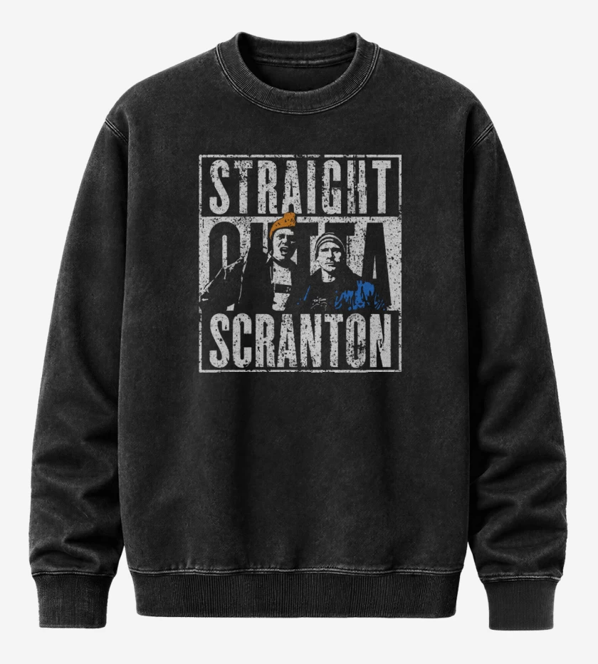 Poleron Polo Acid Wash Negro de Straight outta Scranton