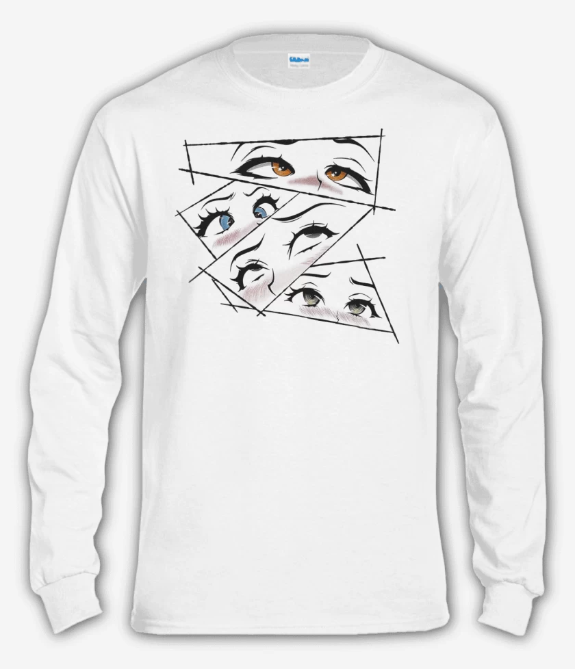 Polera manga larga Blanco de Ojos Anime