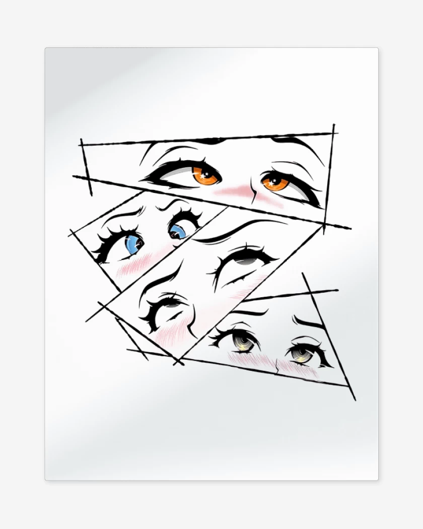 Print metalico Blanco de Ojos Anime