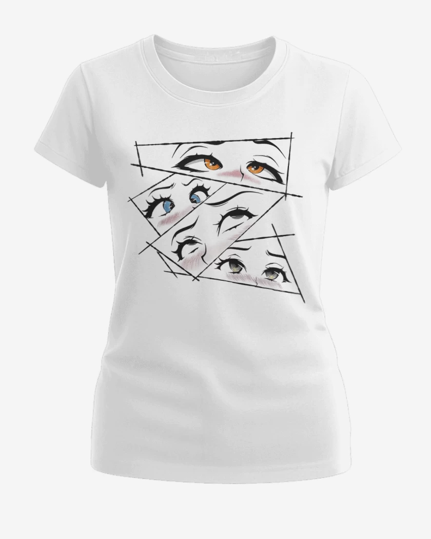 Polera de Mujer Blanco de Ojos Anime