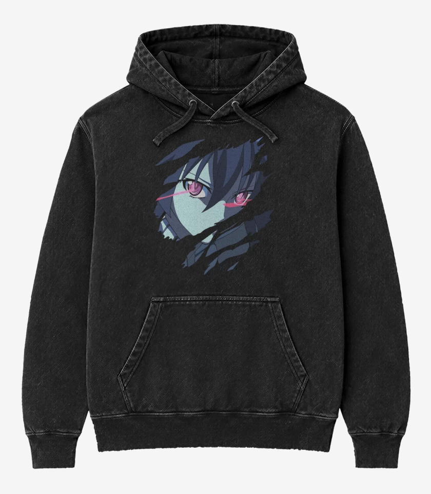 Poleron Canguro Acid Wash Negro de Akame