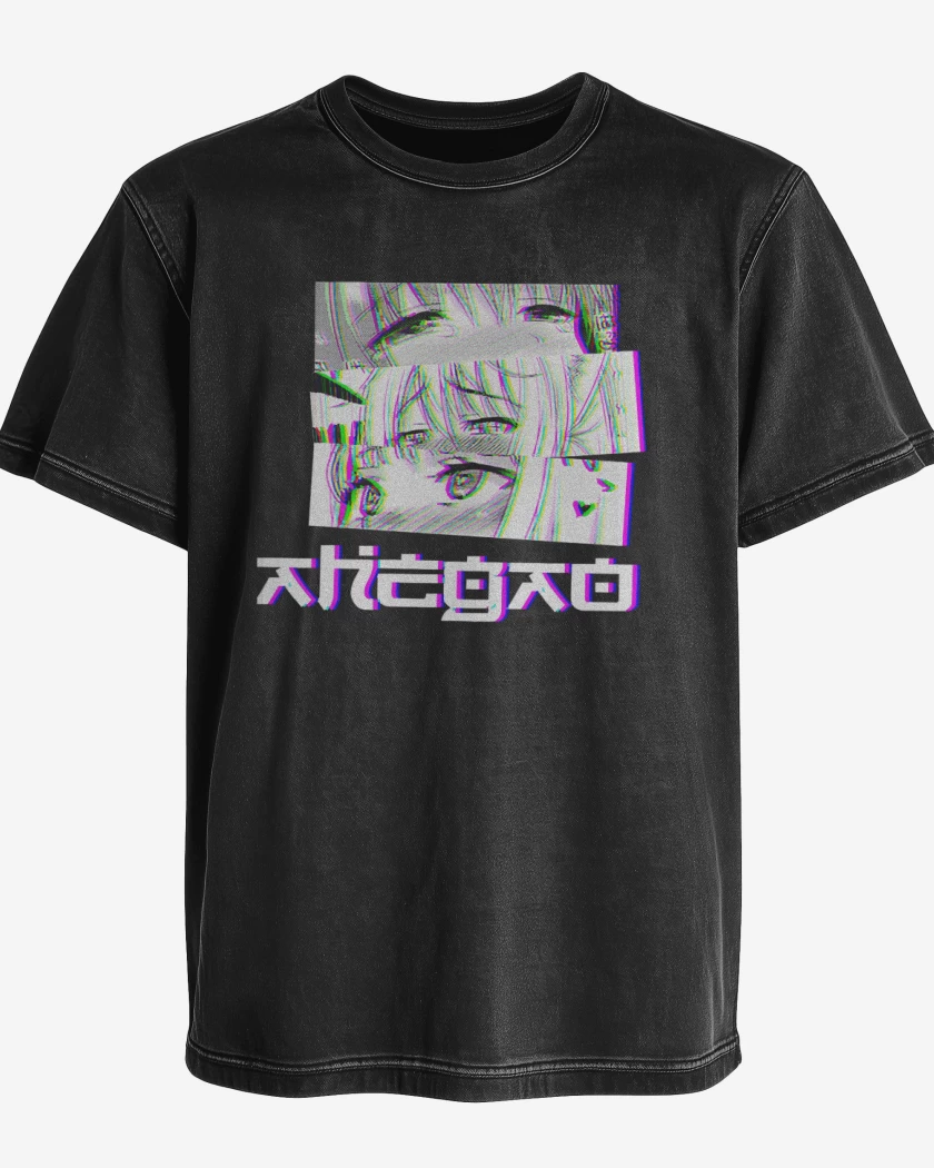 Polera desgastada Negro de Ojos Anime 2