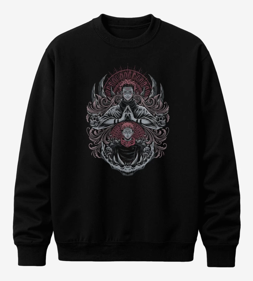 Poleron polo Negro de Dominio de Sukuna