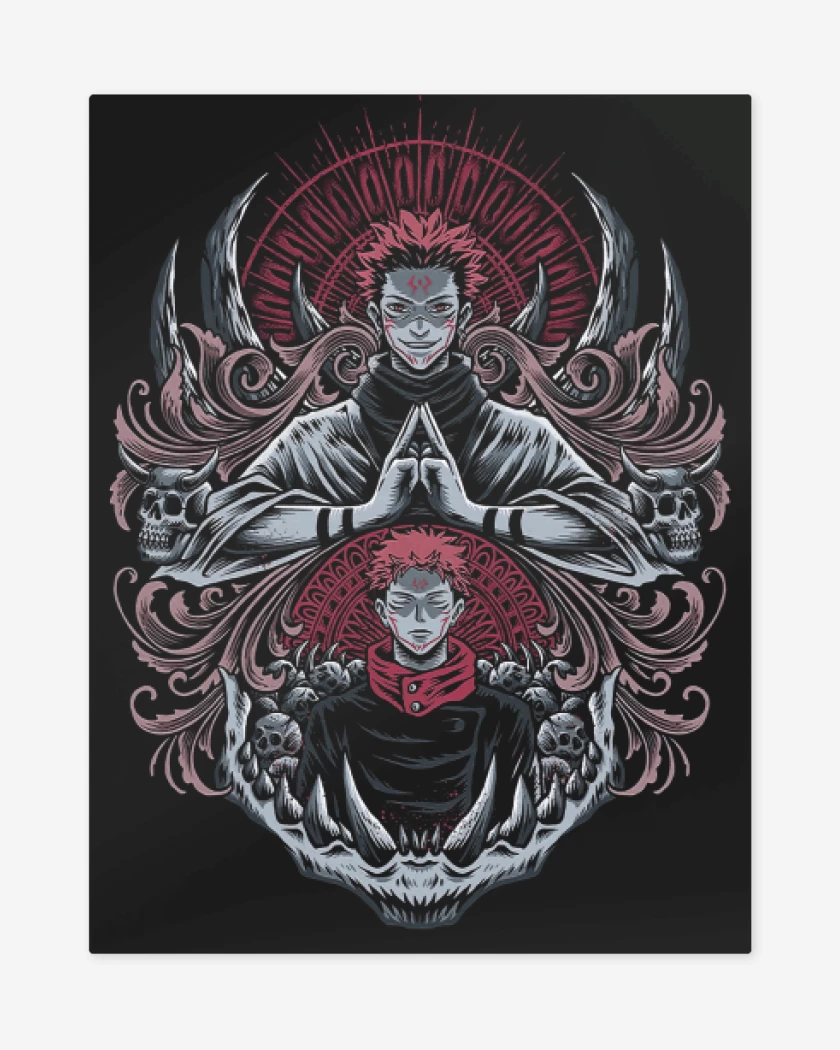 Print metalico Negro de Dominio de Sukuna