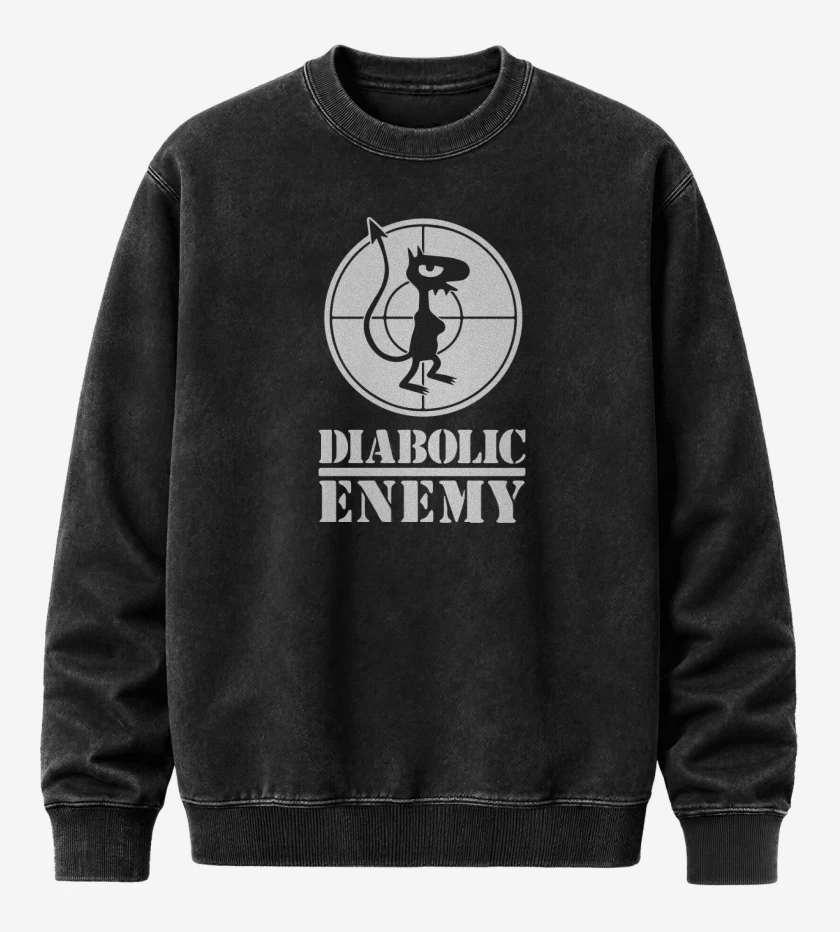 Poleron Polo Acid Wash Negro de Diabolic Enemy