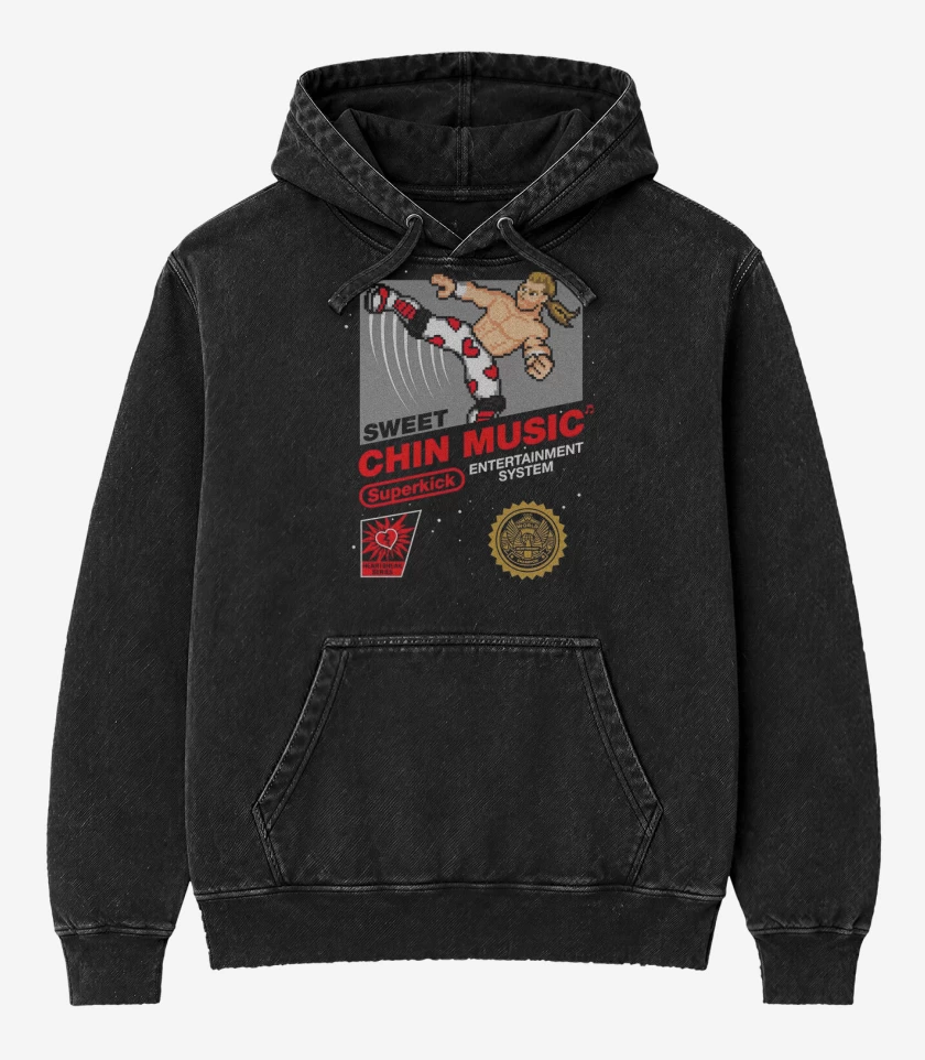 Poleron Canguro Acid Wash Negro de Sweet Chin Music